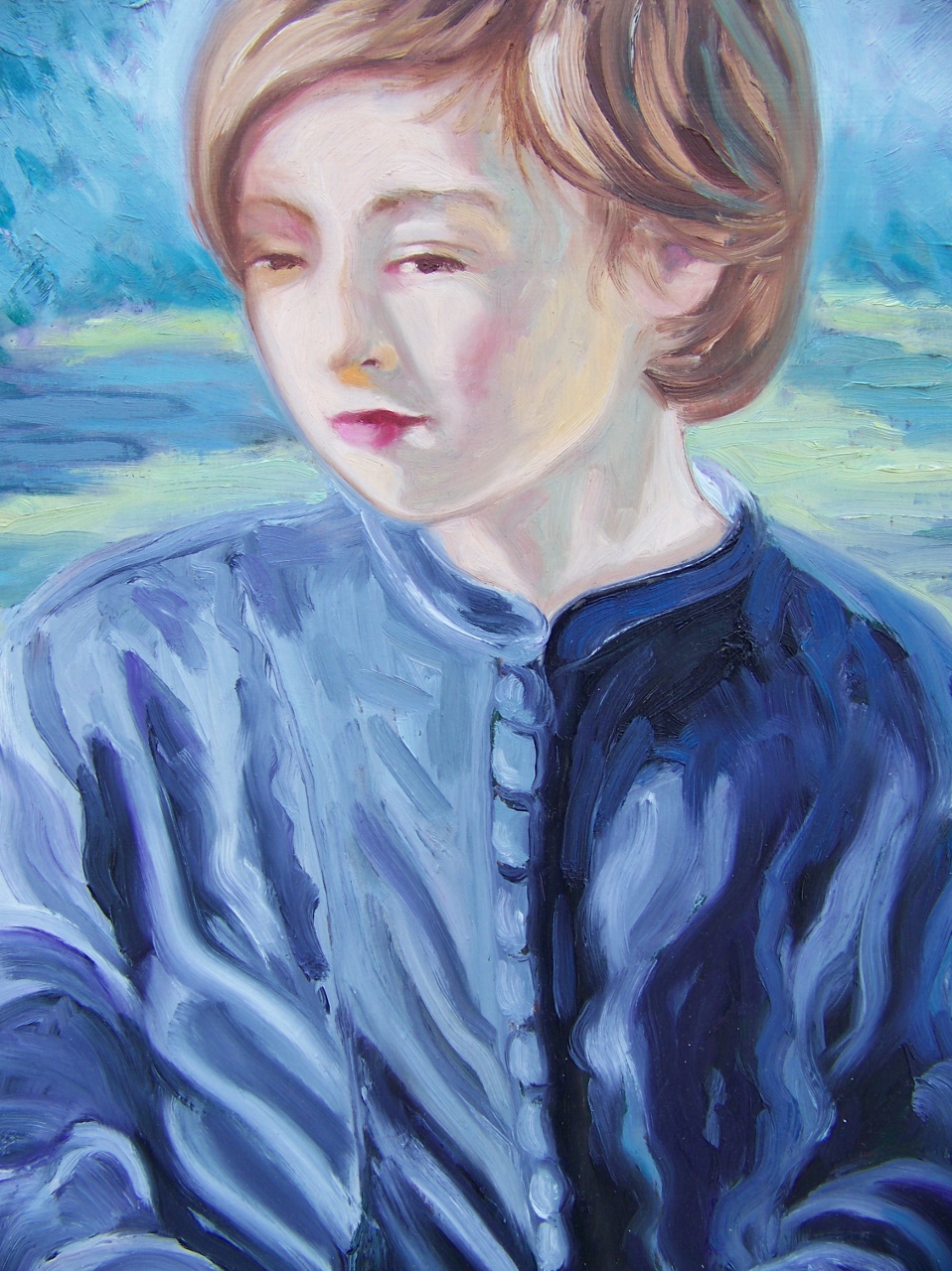 Zoe in black jacket oil